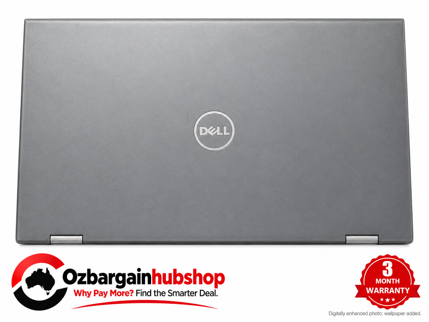 Dell Inspiron 5379, actual cosmetic wear retained, digitally enhanced with shop logo and 3 month warranty footer